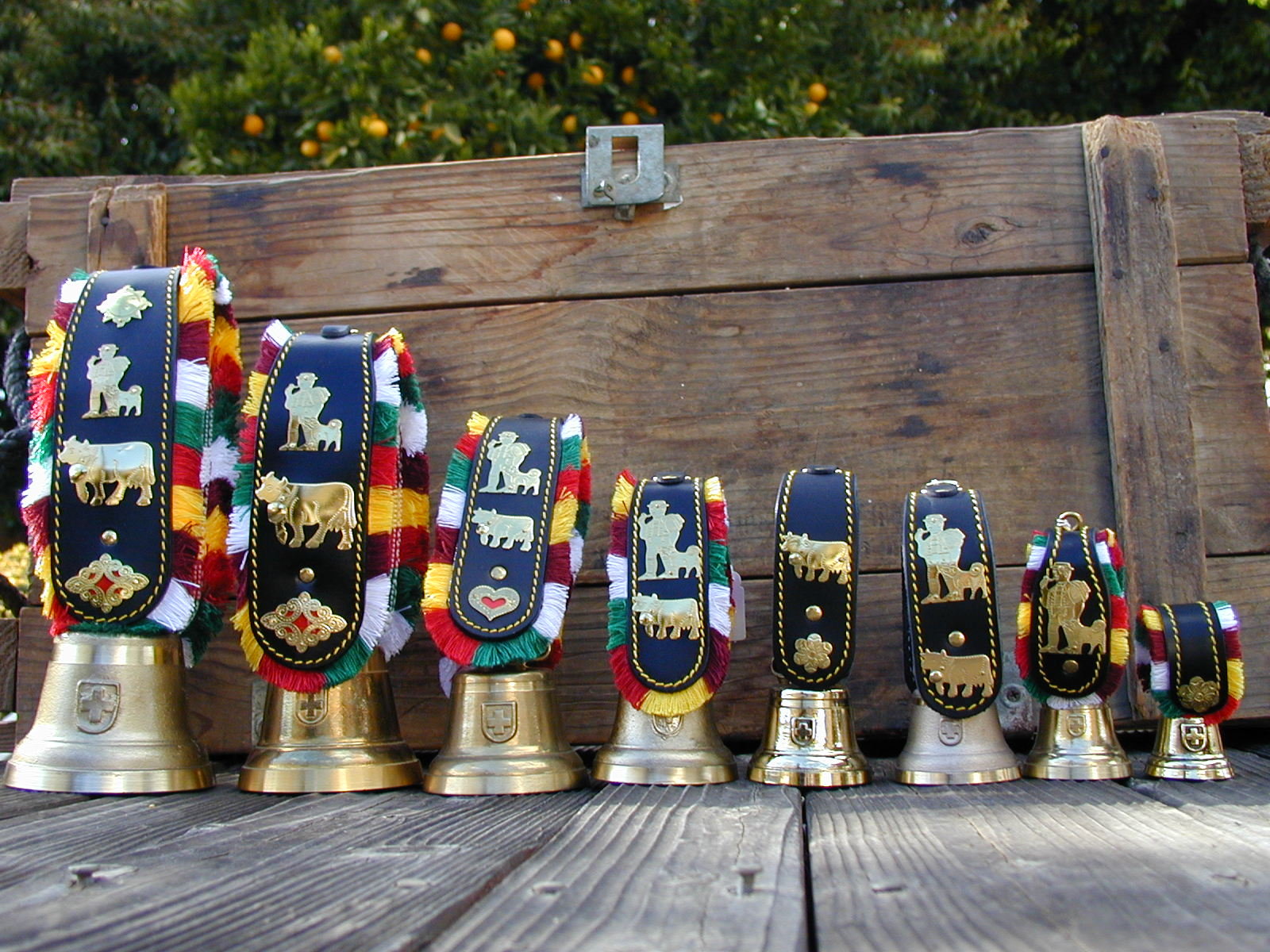 Authentic Swiss Cowbells - Traditional Alpine Brass Glocken with Leather Strap - Perfect for Farm Animals, Hiking Accessories & Home Decor