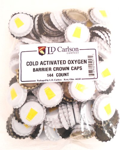 144 Count Cold Activated Oxygen Barrier Crown Caps for Homebrewing Beer Bottles – Perfect for Craft Beer, Kombucha & Fermentation