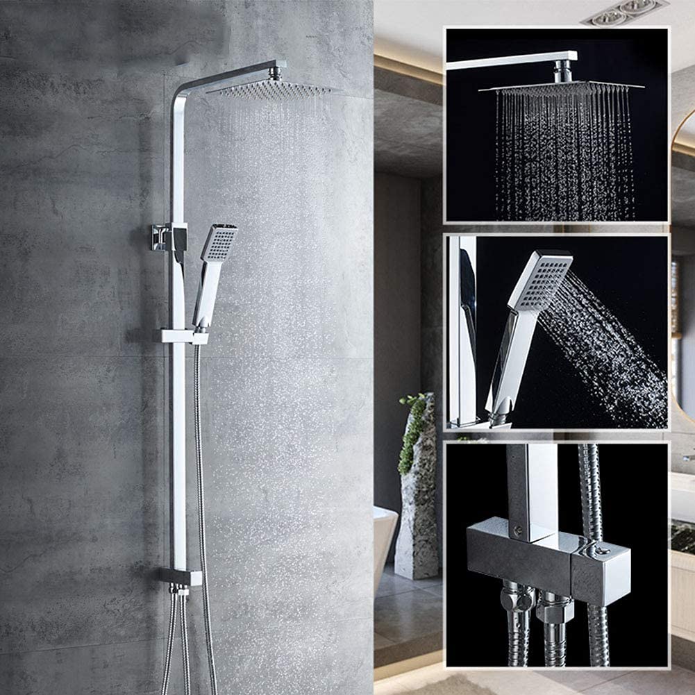 Premium Brass Single Handle Wall Mounted Shower Faucet Set - Chrome Rain Shower Mixer Tap with Hot/Cold Water Control for Bathroom & Spa Luxury Experience