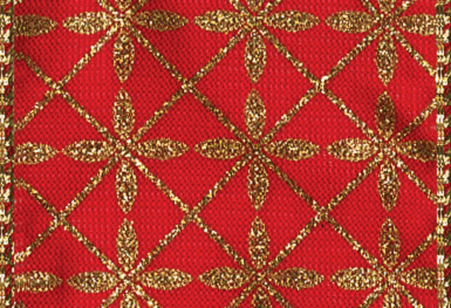 Caspari Byzantine Red and Gold Wired Ribbon - 6 Yards for Gift Wrapping, Holiday Decor, and Party Favors