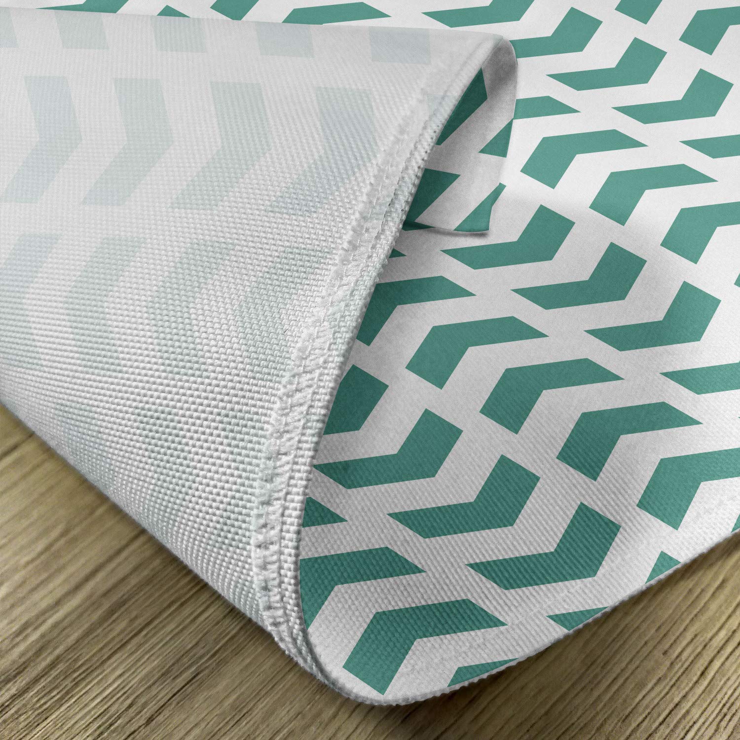 Ambesonne Mint Place Mats Set of 4 - Modern Boho Chevron Pattern Washable Fabric Placemats for Dining Table & Kitchen Decor - Teal White Abstract Design - Perfect for Dinner Parties, Holiday Gatherings & Everyday Use