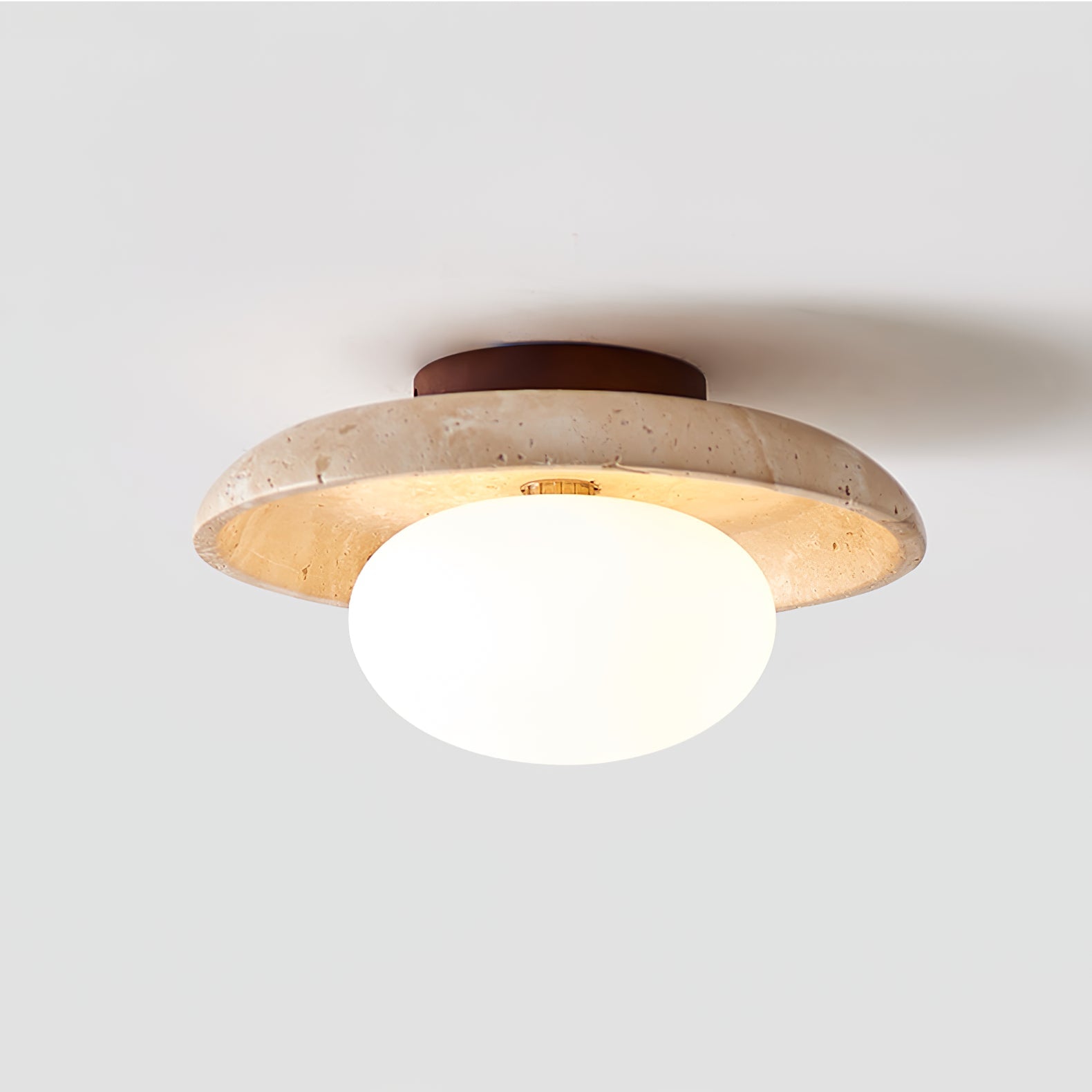 Lunaro Travertine Ceiling Lamp - Modern Natural Stone Pendant Light for Living Room, Bedroom, Dining Room & Kitchen Decor
