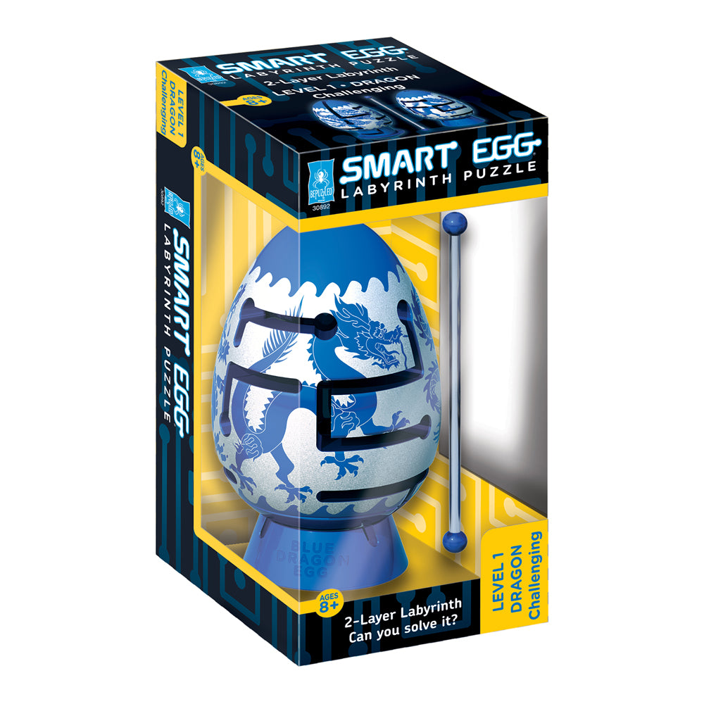 BePuzzled Smart Egg Blue Dragon 2 Layer Labyrinth Puzzle - Challenging Brain Teaser Game for Adults & Kids - Perfect for Family Game Night, Office Stress Relief & Cognitive Development