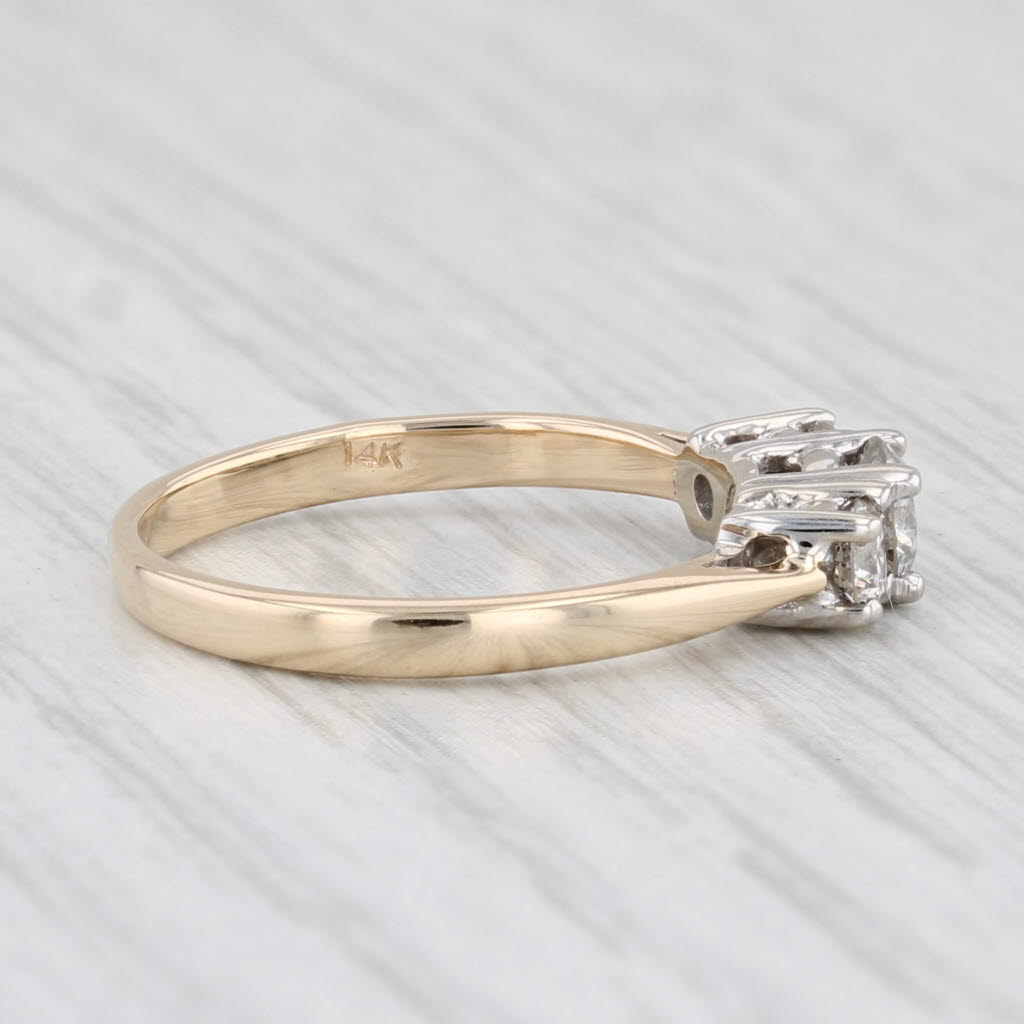 0.47ctw 3 Stone Diamond Engagement Ring 14k White Gold Size 5 Round Brilliant Cut - Perfect for Proposals, Anniversaries & Wedding Bands