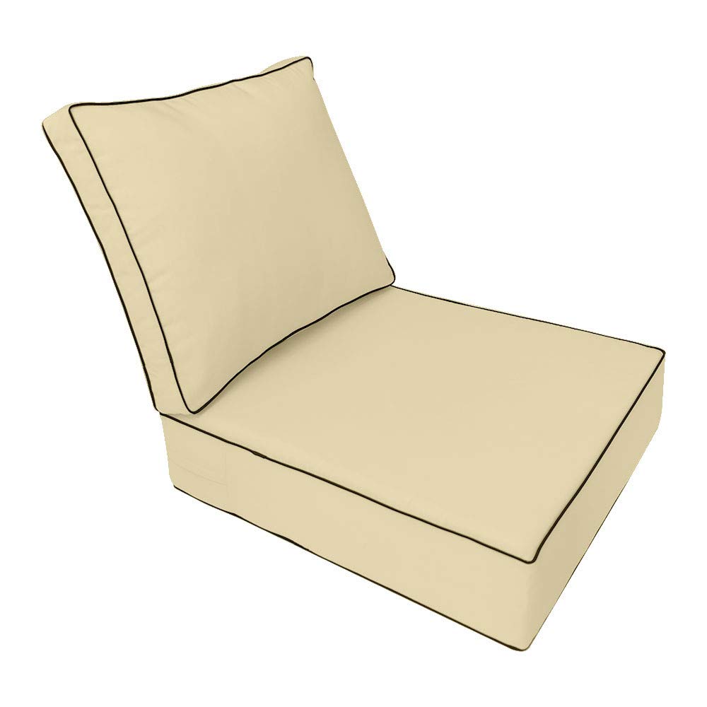 AD103 Contrast Pipe Trim Small 23x24x6 Deep Seat Back Cushion Slip Cover Set - Perfect for Sofa, Chair & Home Decor Upgrade