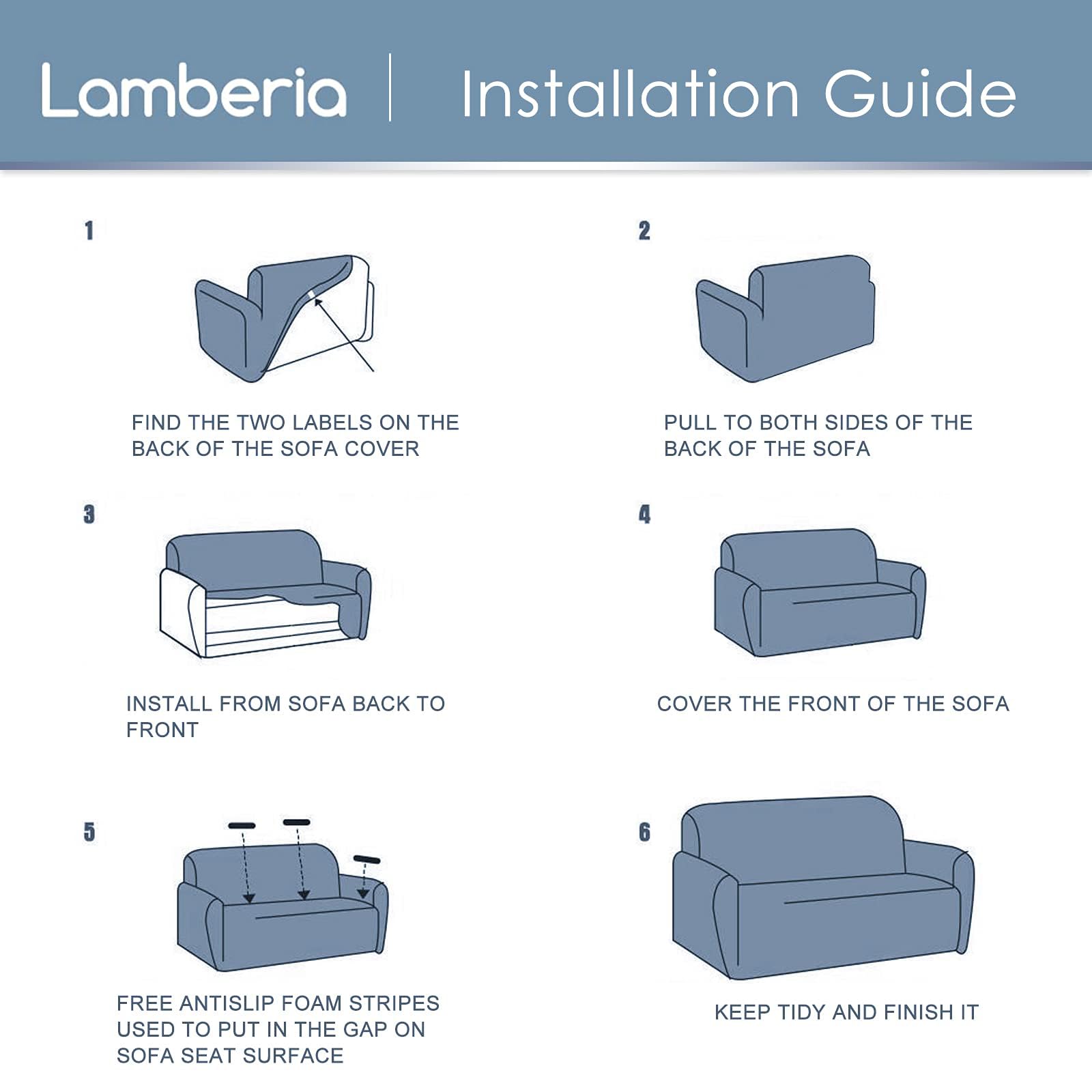 Lamberia Stretch Sofa Cover for 2 Cushion Couch - 3 Piece Washable Plush Jacquard Slipcover - Furniture Protector for Dogs, Pets & Kids - Perfect for Living Room, Apartment, and Home Decor