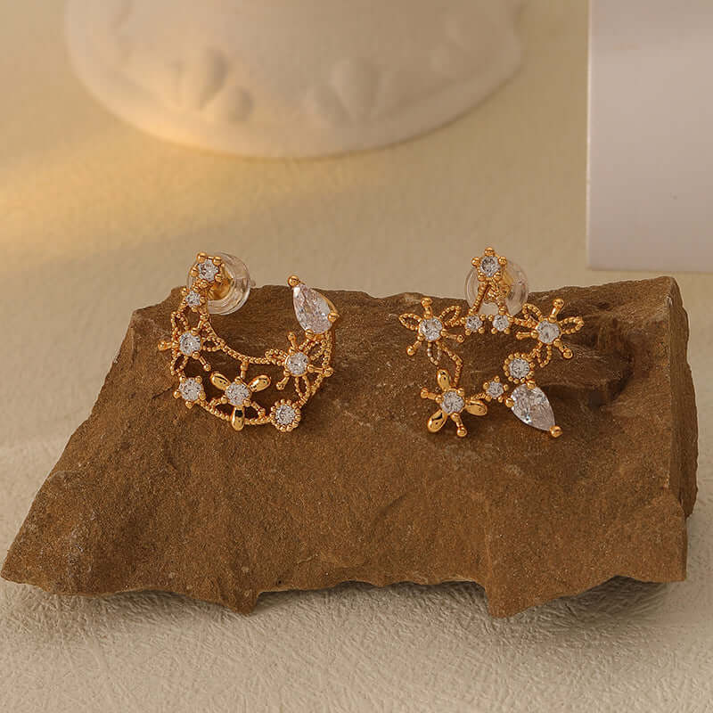 Mismatched Moon and Star Stud Earrings | DMS352 | Trendy Celestial Jewelry for Women | Perfect for Everyday Wear, Parties & Gifts