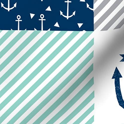 Premium Nautical Cheater Print Minky Fabric by The Yard - Soft Plush Material for Sewing Baby Blankets, Quilt Backing & DIY Home Decor Projects - Perfect for Nursery, Bedding & Crafting