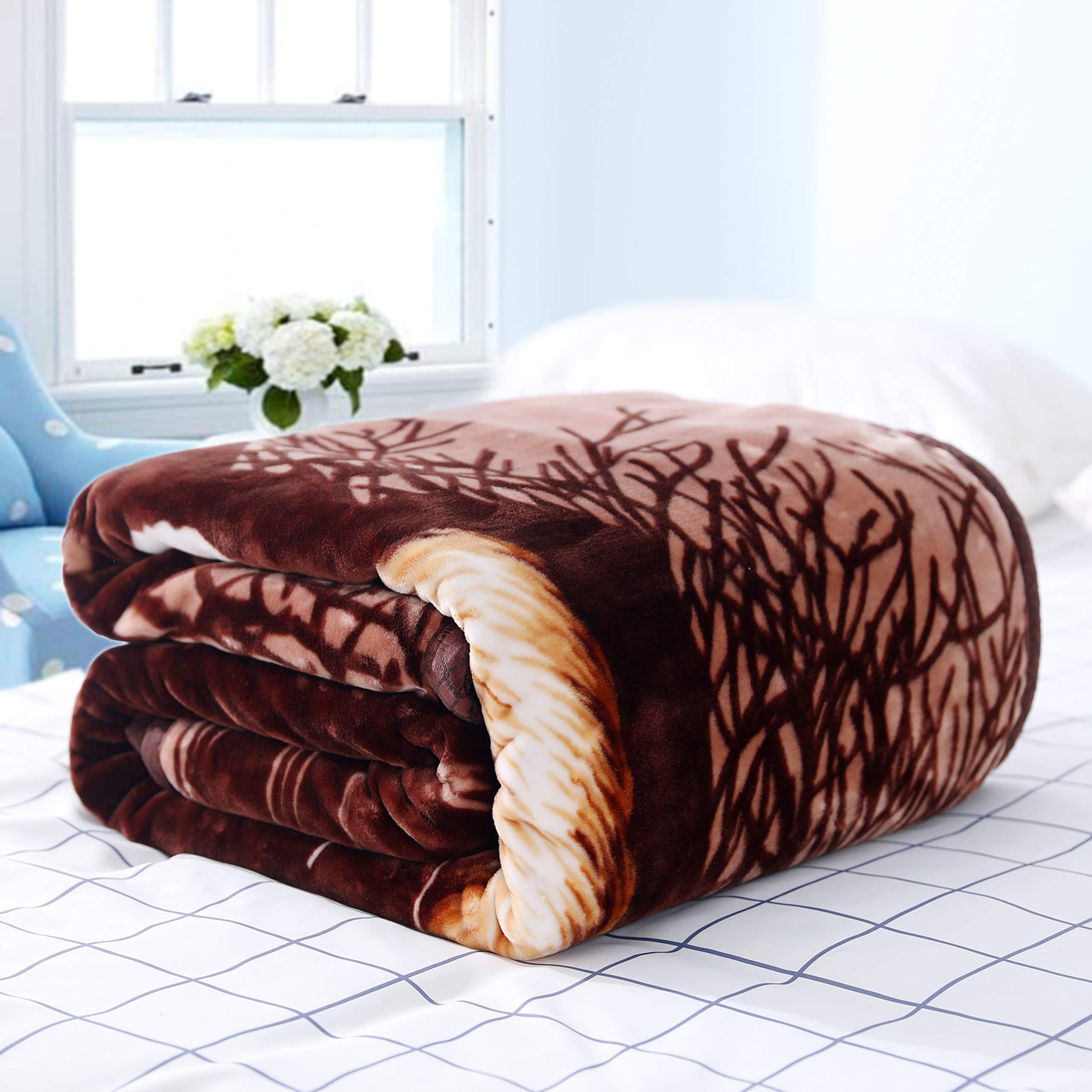 Soft Korean Mink Tiger Blanket - Queen Size Heavy Warm Throw for Bed & Couch - Cozy Animal Print Blanket for Winter, Home Decor, and Gift Giving
