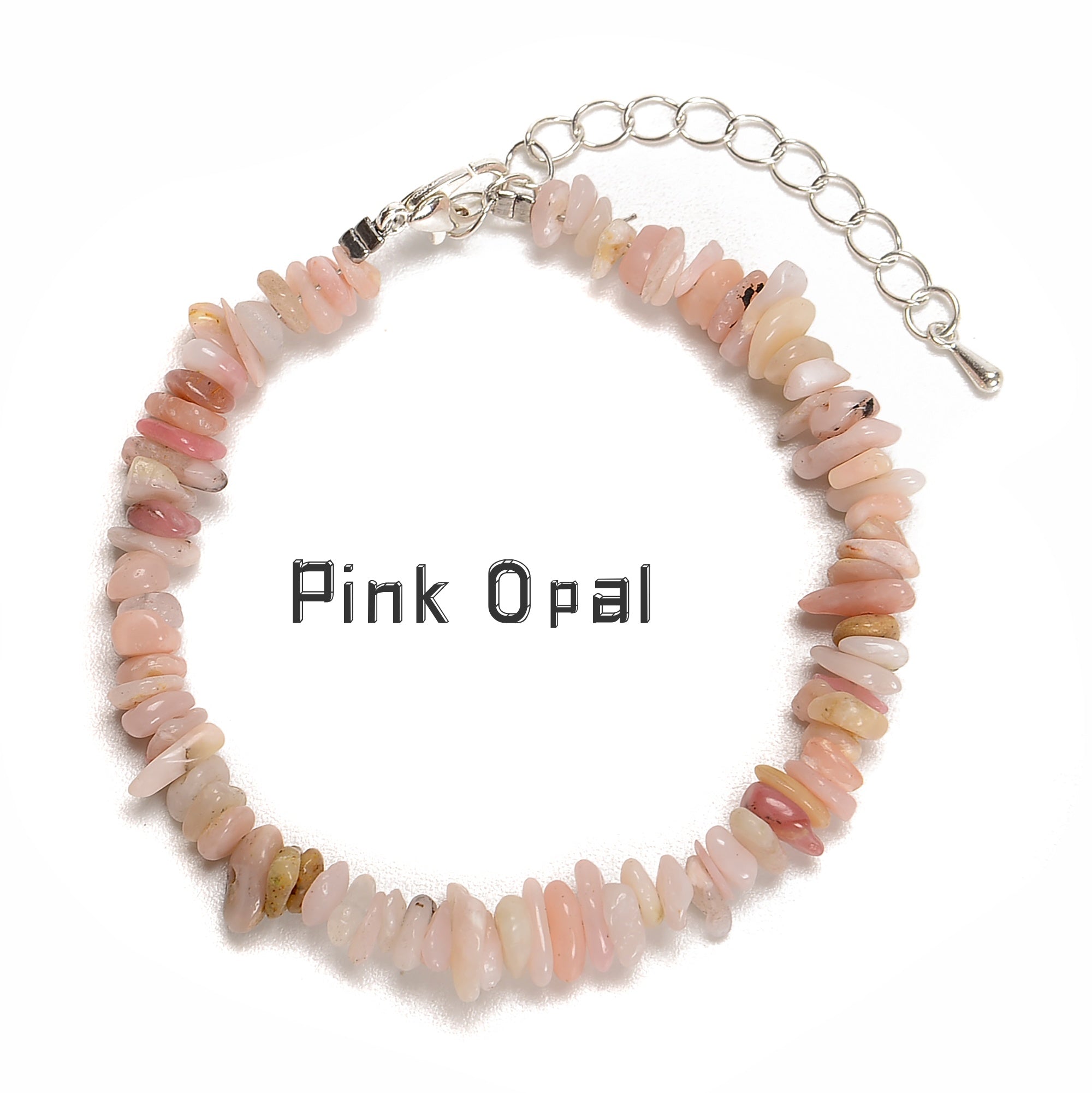 03 Mixed Gemstone Chips Bracelet - Silver Plated Clasp, 5-8mm Beads, 7