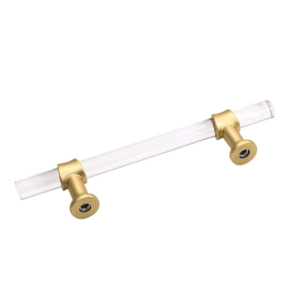 Gold Cabinet Pulls 5 Pack - Brushed Brass Drawer Handles for Kitchen & Dresser