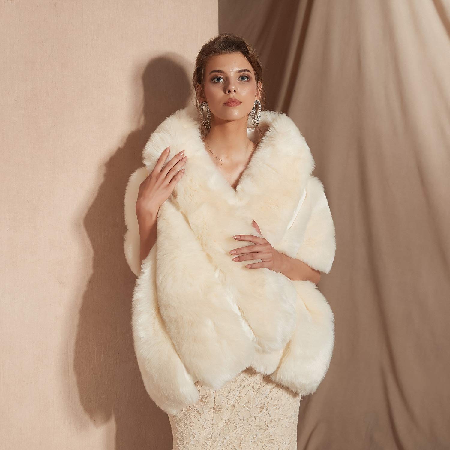 Elegant Women's Wedding Shrug Stole Wrap Cape Shawl - Lace Bridal Cover-Up for Ceremony, Reception & Formal Events