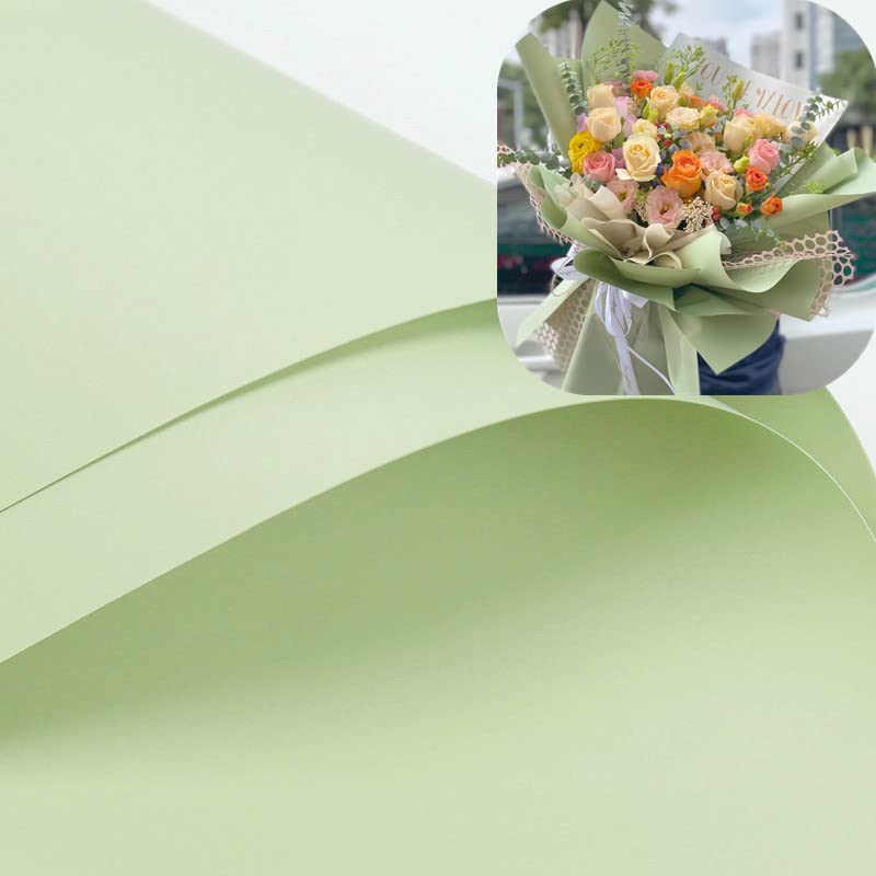 Premium Korean Style Waterproof Flower Wrapping Paper - 20 Sheets (58x58cm/22.8x22.8in) for Bouquets, DIY Crafts & Gift Wrapping - Avocado Green - Perfect for Weddings, Birthdays & Floral Arrangements