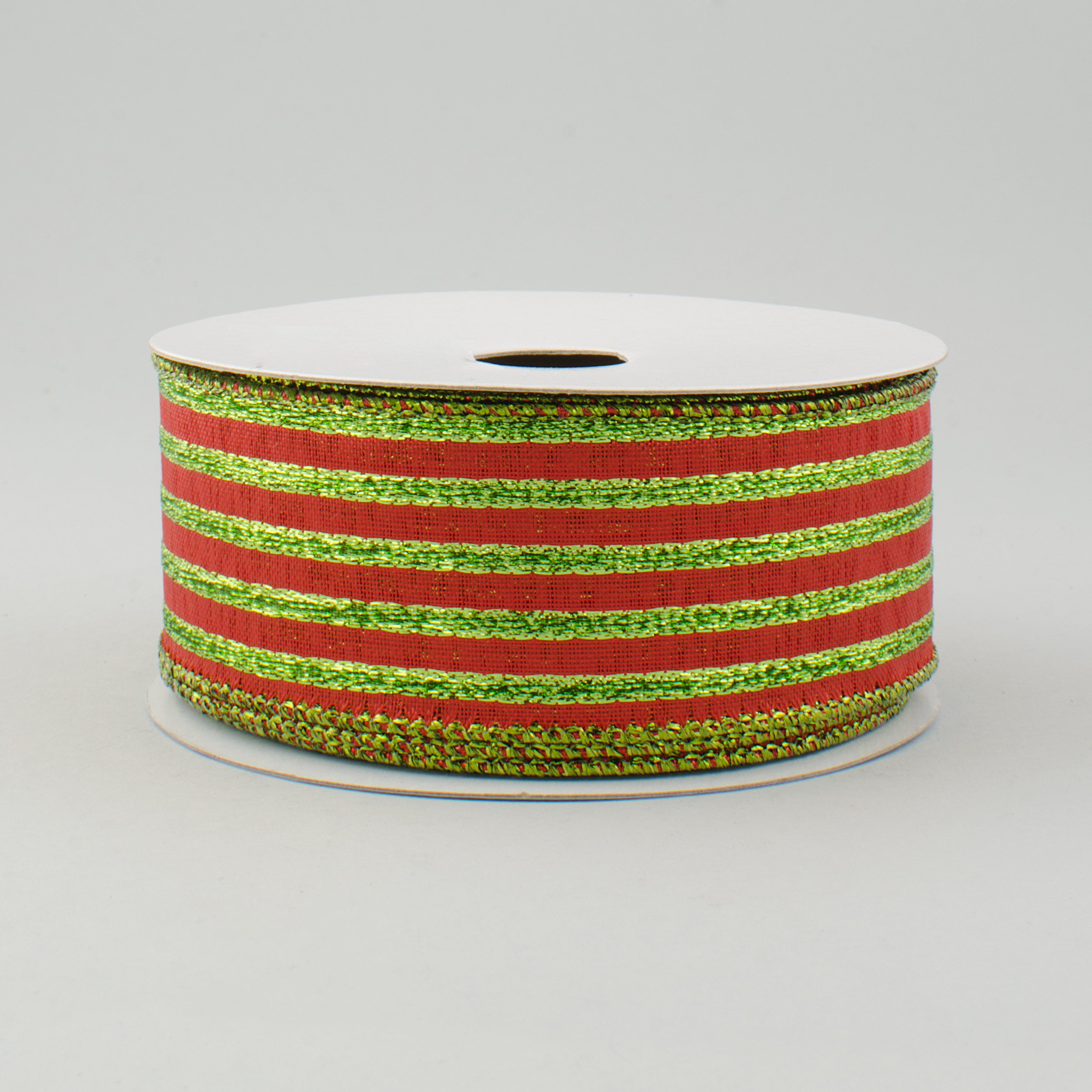 1.5 Inch Metallic Lamé Stripe Ribbon - Red & Lime Green (10 Yards) for Gift Wrapping, DIY Crafts, Party Decorations and Hair Accessories