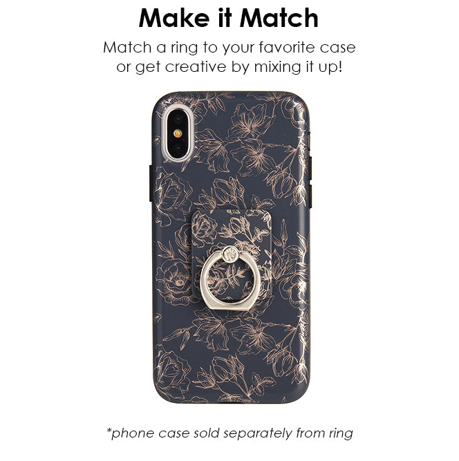 Rose Gold Chrome Floral Phone Ring Holder - Elegant Grip Stand for iPhone, Samsung & Smartphones - Perfect for Selfies, Videos & Hands-Free Use at Home, Office or Travel