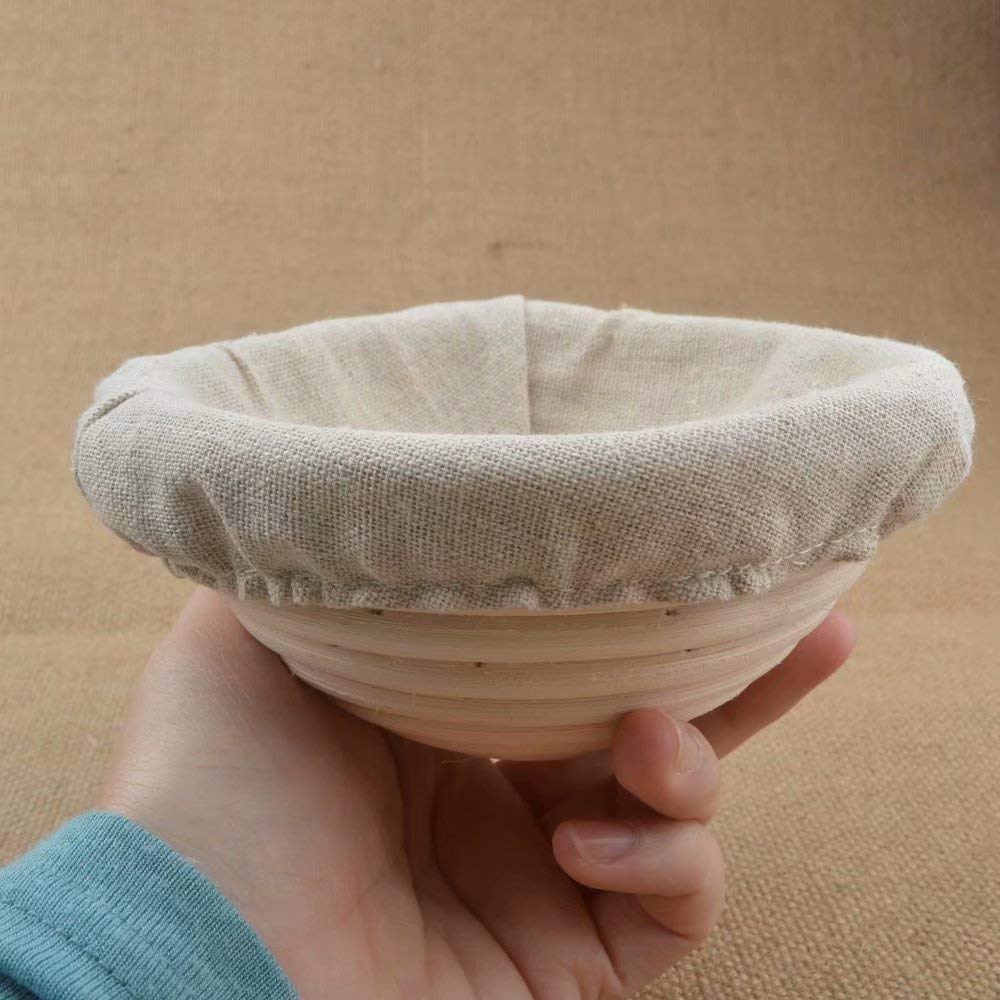 6-Pack 5-Inch Sourdough Bread Proofing Baskets - Round Banneton Brotform with Linen Liner, Handmade Rattan Dough Rising Bowl for Artisan Bread Baking | Perfect for Home Bakers & Professional Bakeries, Bread Making, Sourdough Starter Kit, French Bread Baking Accessories