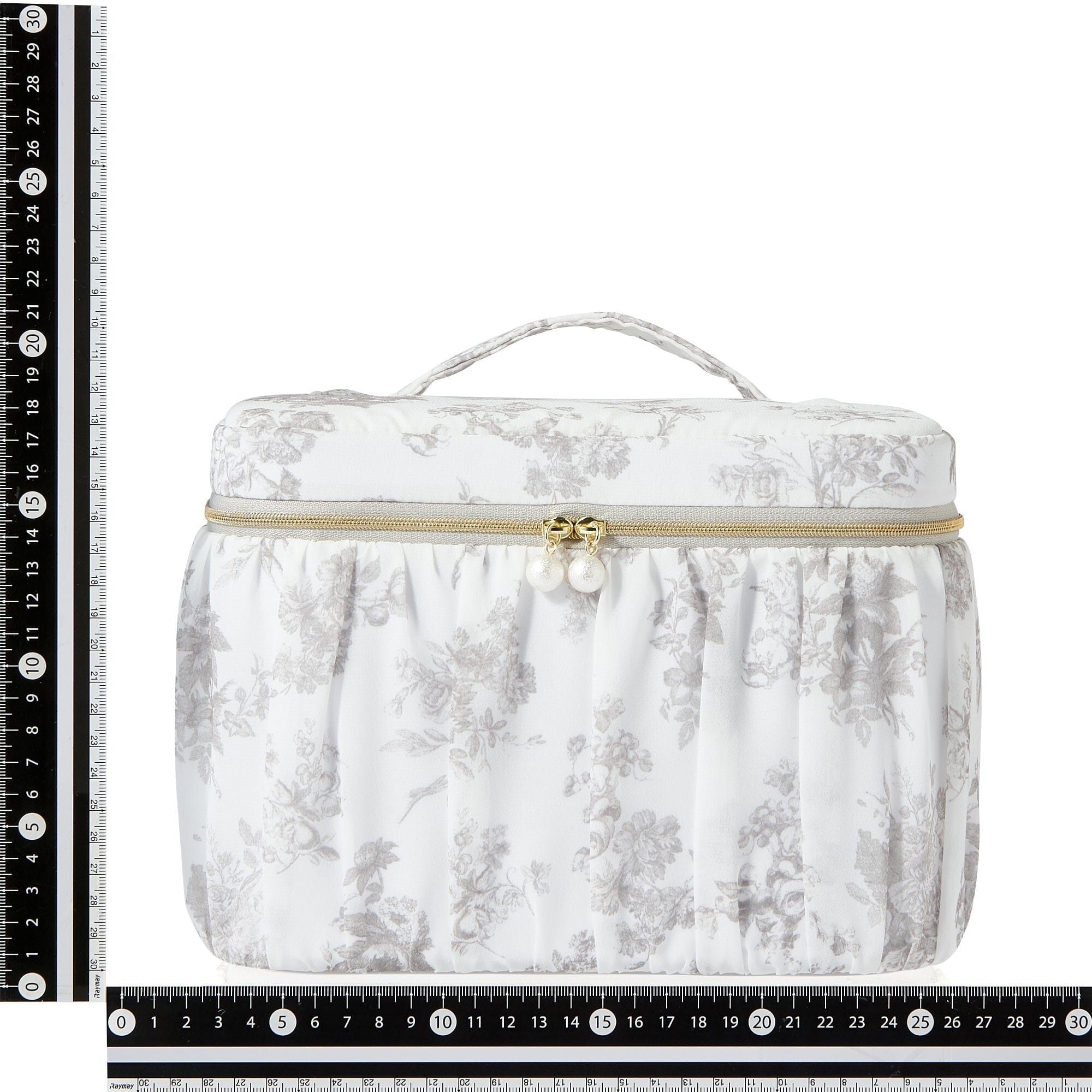 Classic Flower Vanity Pouch Large Beige - Elegant Cosmetic Bag for Women, Travel Makeup Organizer, Perfect for Daily Use & Gift Giving