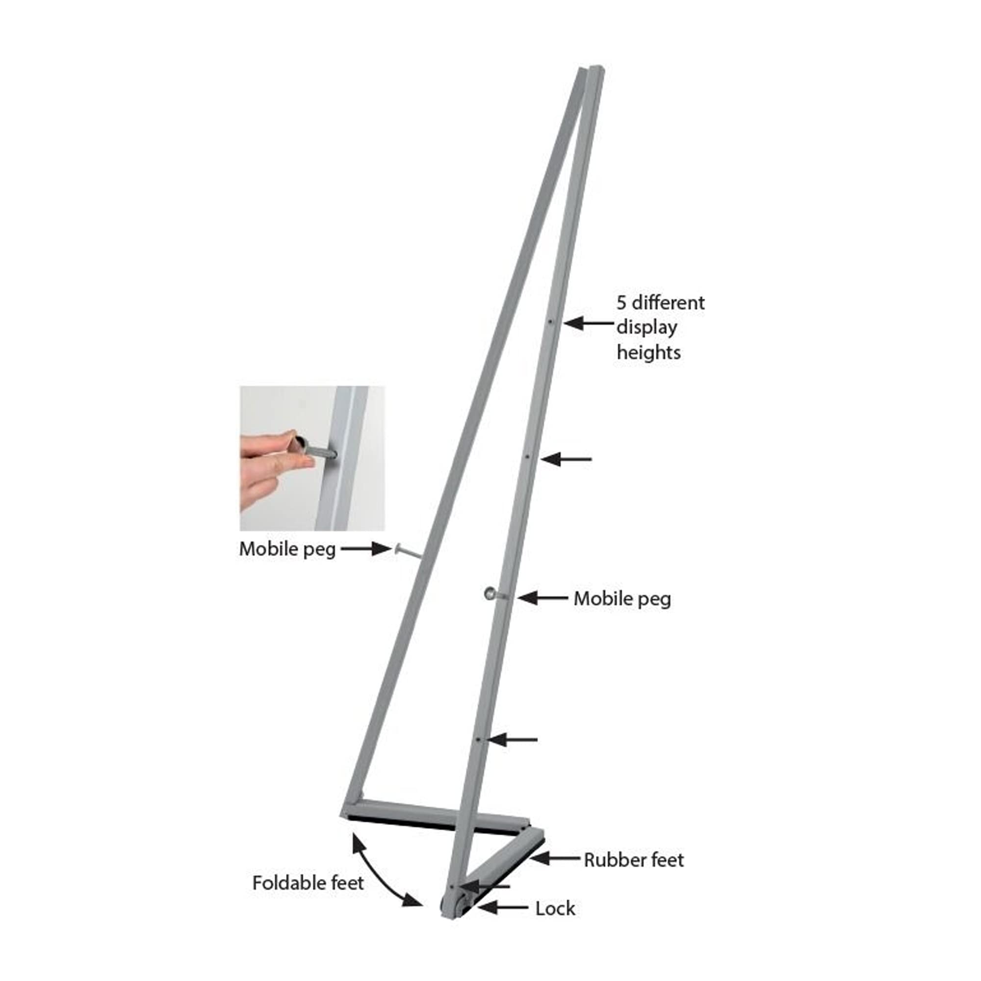 59 Inch Adjustable Floor Standing Art Easel - 5 Height Settings, Portable Foldable Steel Canvas Display Stand for Artists & Presenters (Gray) | Perfect for Painting, Drawing, Classroom & Gallery Exhibitions