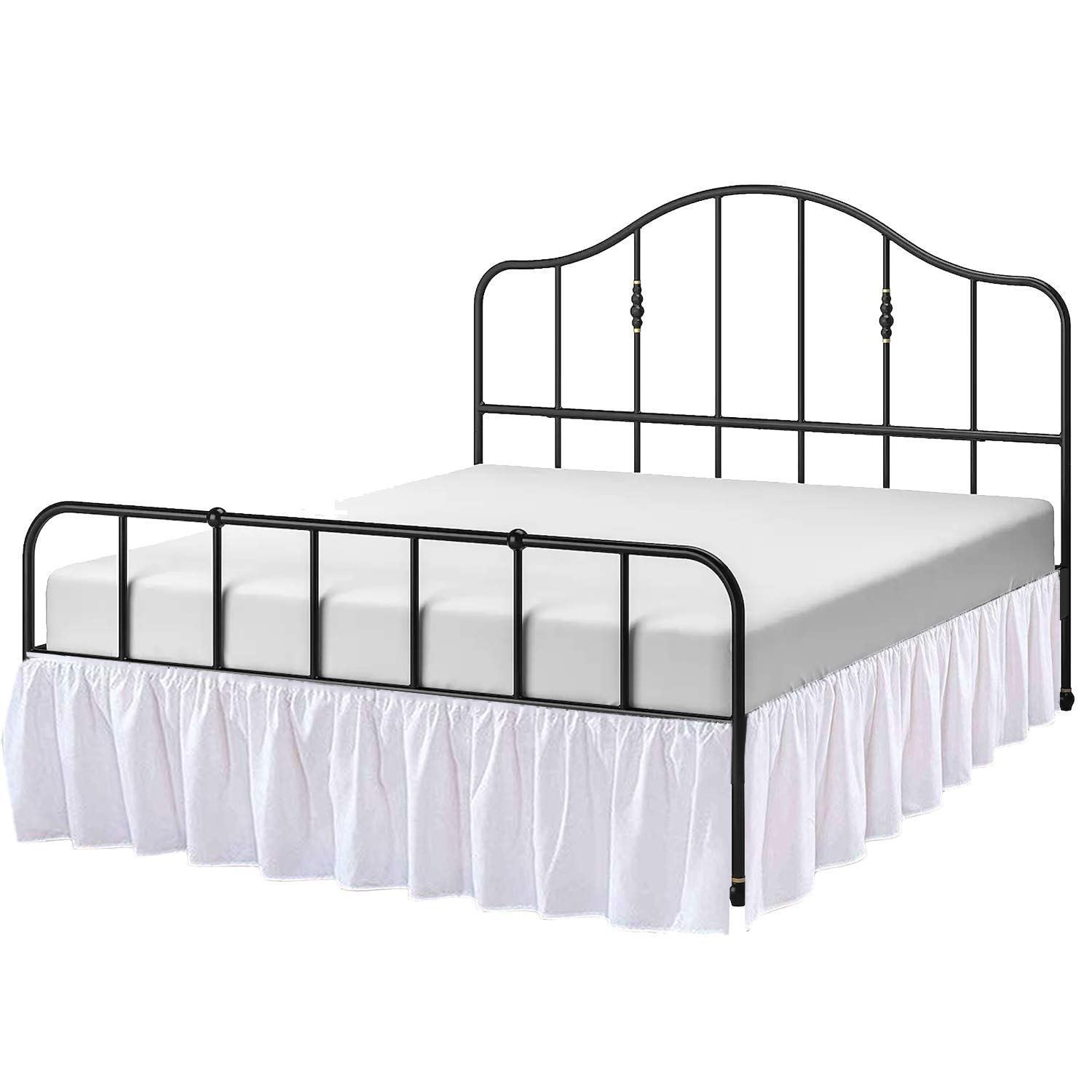 Elegant White Ruffled Bed Skirt Queen Size - 24 Inch Drop Split Corner Design - Premium Brushed Microfiber Dust Ruffle with 3-Side Coverage - Perfect for Platform Beds & Hotel-Style Bedrooms - Easy Fit & Luxurious Home Decor Upgrade