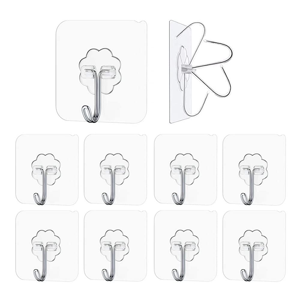 CH & ME Heavy Duty Adhesive Wall Hooks - 20 Pack, Clear Command Hooks for Hanging Pictures, Decor, Keys & More - No Damage Wall Mounting Solution for Home, Office & Dorm Use