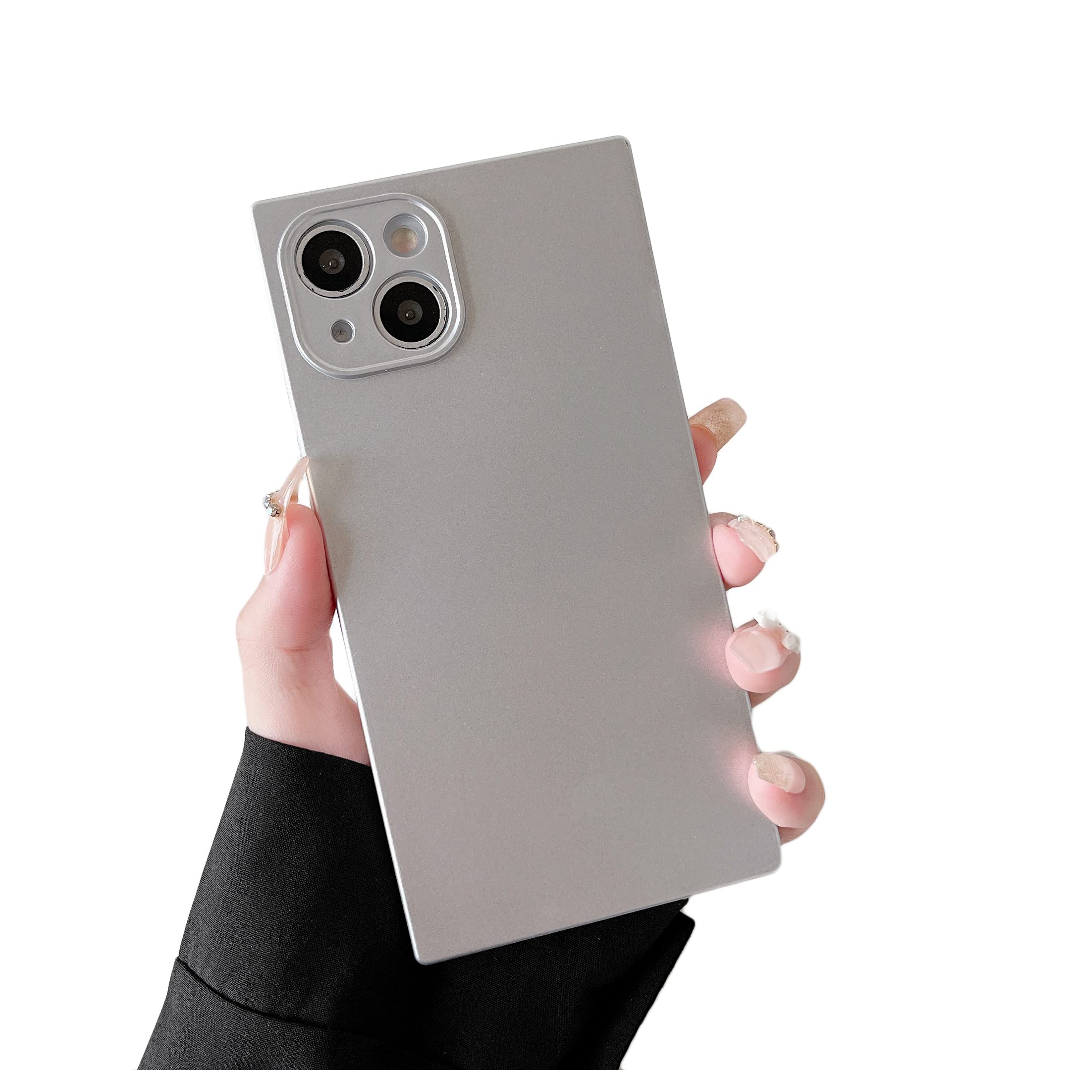 Premium Square iPhone 13 Mini Case - Slim Silicone Cover with Camera Protector | Lightweight, Matte Finish & Soft Touch | Luxury Aesthetic Design for Apple iPhone 13 Mini (Silver) | Perfect for Everyday Protection & Stylish Look