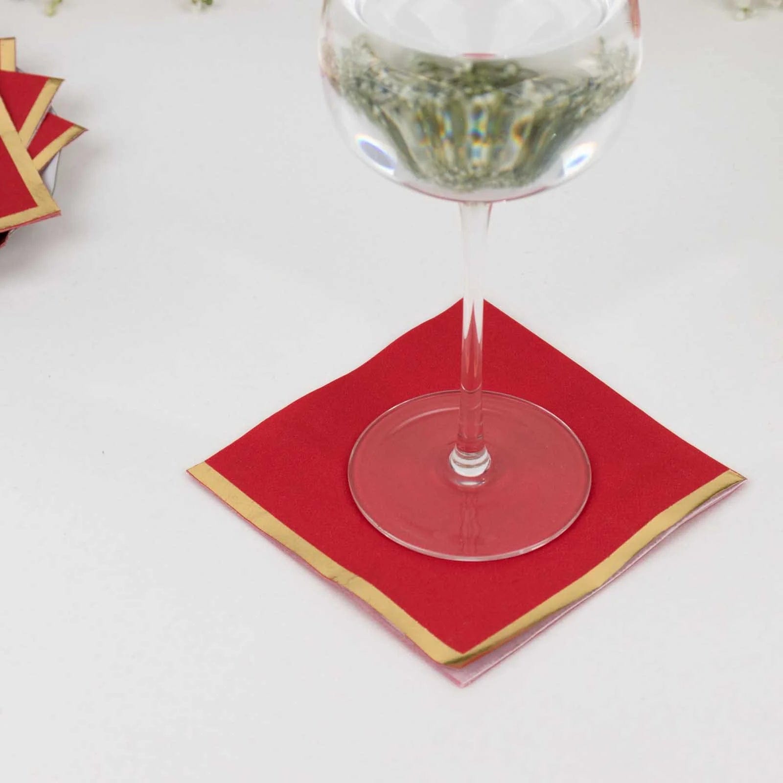 50 Soft 2-Ply Disposable Dinner Cocktail Napkins with Gold Foil Edge - Elegant Party Tableware for Weddings, Events & Home Entertaining