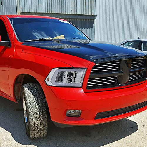 Clear Lens Chrome Bezel LED Light Bar Projector Headlights Compatible with RAM 1500 (2009-2018) & RAM 2500/3500 (2010-2018) - DRL Daytime Running Lights for Enhanced Visibility & Style