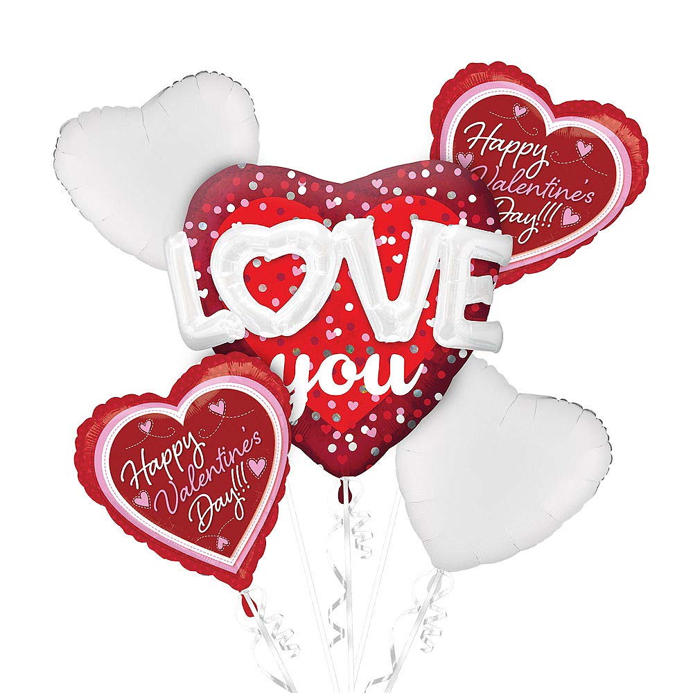 Valentine's Day Balloon Kit - Red & White Heart Balloons for Romantic Party Decorations, Wedding, Anniversary & Home Celebration Decor