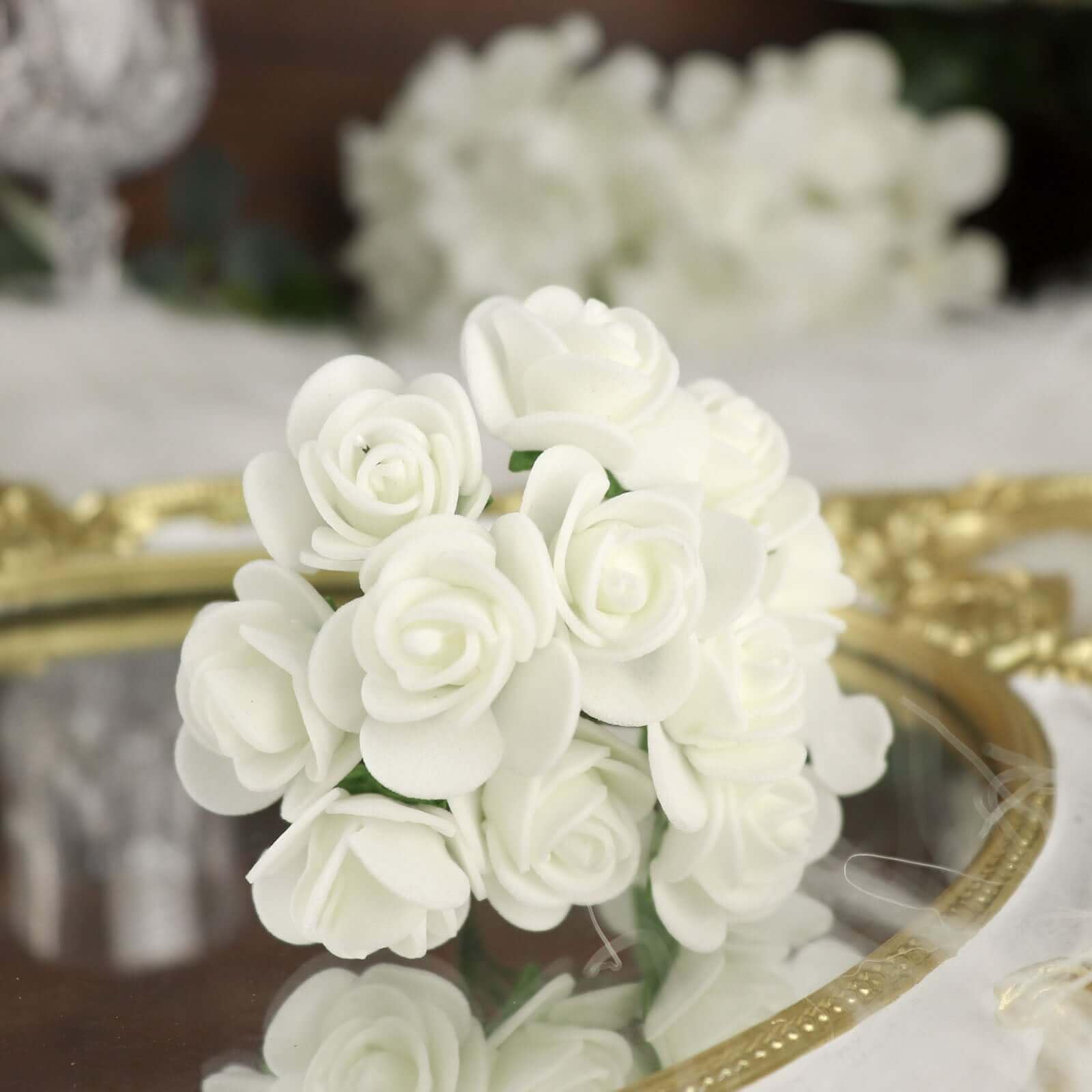 48 White Artificial Foam Roses with Stems - 4