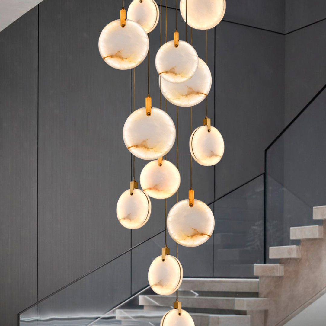 Elegant Harvest Alabaster Pendant Lamp - Natural Stone Lighting Fixture for Dining Room, Bedroom & Living Room Decor