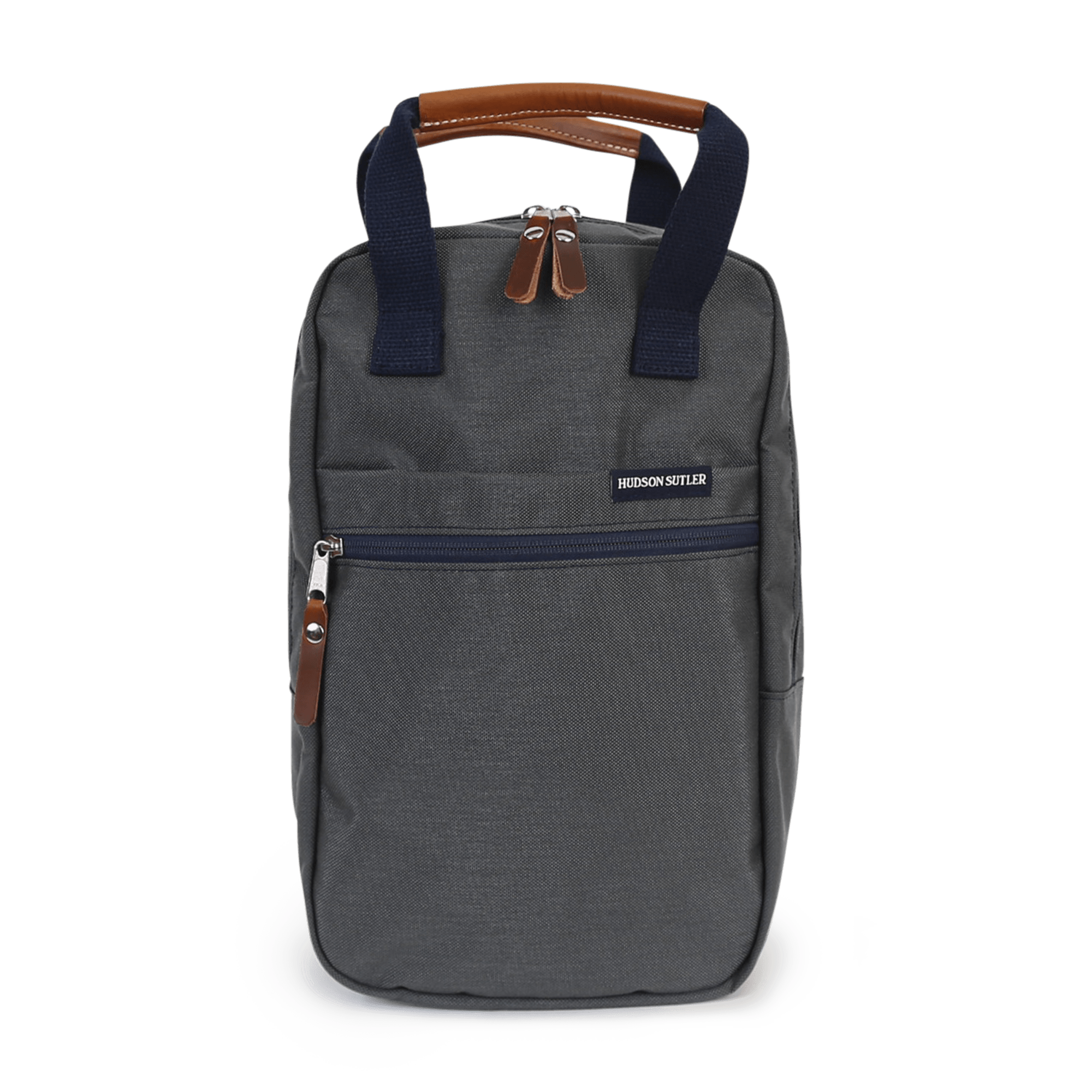 Premium Nylon & Leather Golf Shoe Bag - Hudson Sutler Water-Resistant Travel Case for Golf Clubs & Shoes | Grey/Navy | Perfect for Golf Tournaments, Travel & Club Storage