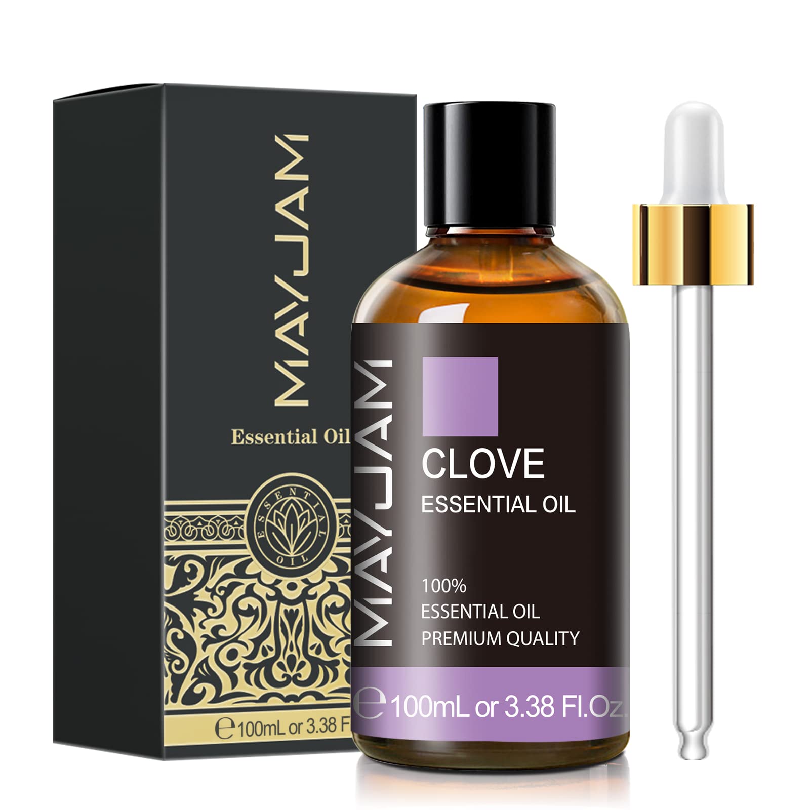 MAYJAM Pure Clove Essential Oil - 3.38 Fl Oz (100ml) Large Bottle for Aromatherapy, Diffusers, DIY Candle & Soap Making | Relaxing Massage Oil & Natural Home Fragrance