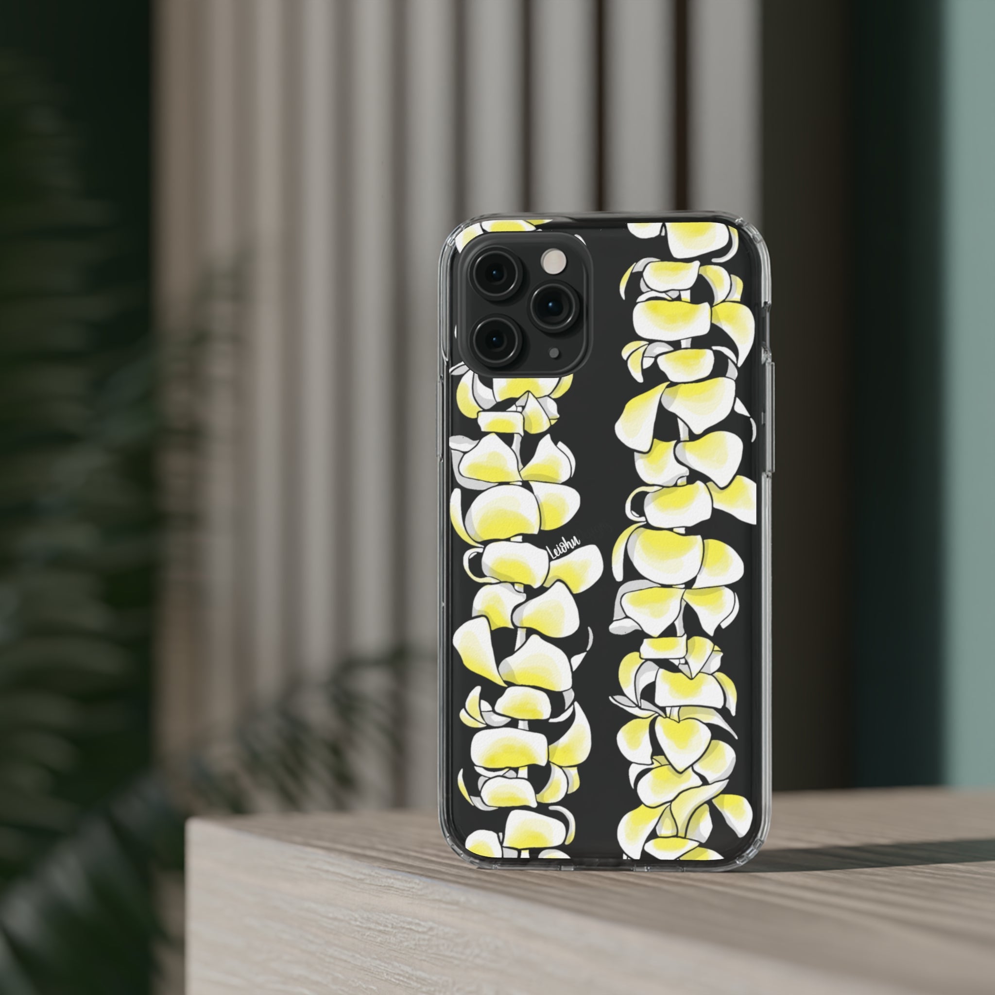 Hawaiian Plumeria Flower Lei Design Clear Phone Case - Durable Protective Cover for iPhone & Samsung - Perfect for Luau Parties, Beach Vacations & Summer Festivals