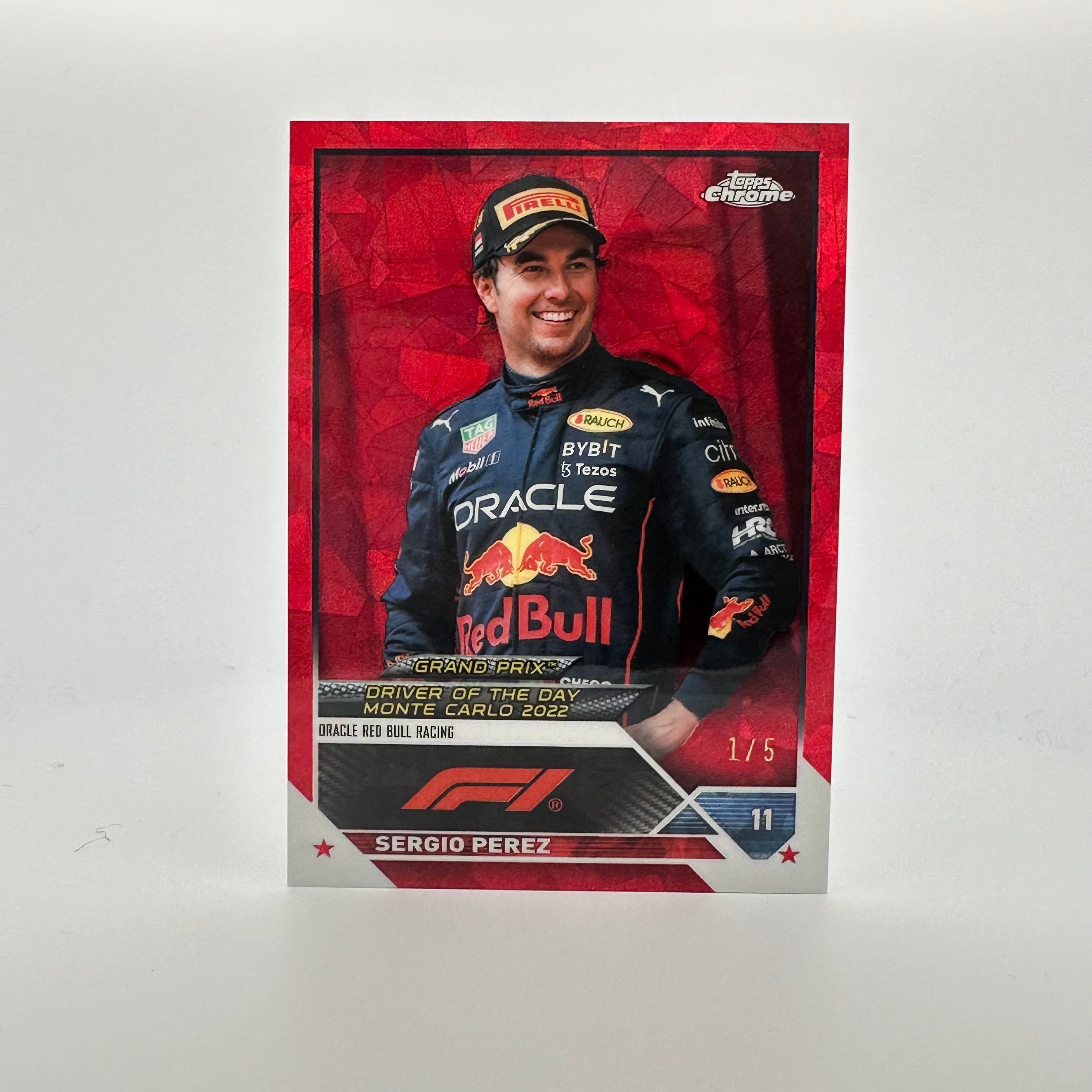2023 Topps Chrome Sapphire #172 Sergio Perez 1/5 Red - Rare Collectible Trading Card for Sports Memorabilia & F1 Racing Fans