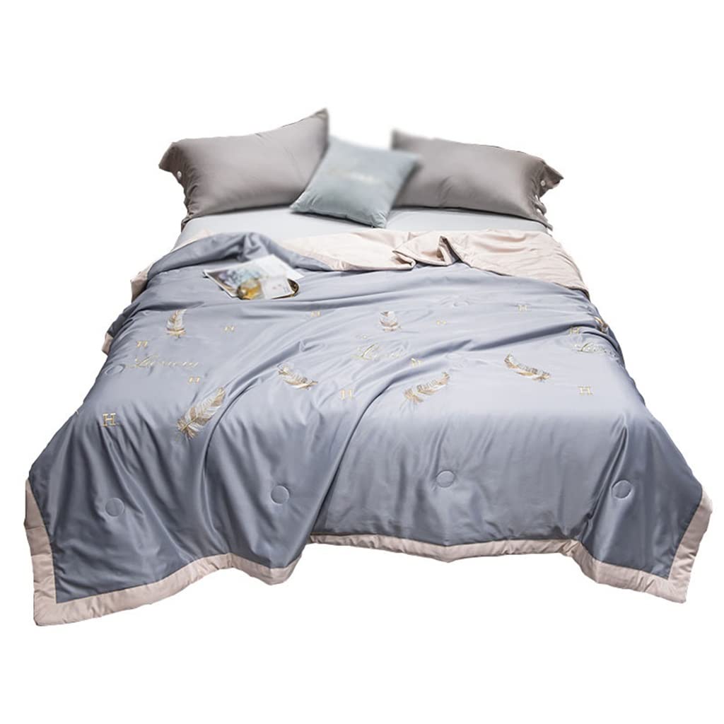 Xinmier Washable Tencel Summer Quilt - Lightweight Air Conditioner Blanket for All Seasons, Machine Washable, 200x230cm (Color A) - Perfect for Bedroom, Guest Room & Dorm Comfort