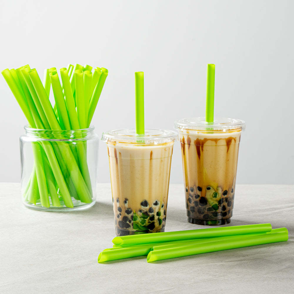 Eco-Friendly Compostable PLA/PBAT Plastic Boba Straws - 100 Count Box | Biodegradable Drinking Straws for Bubble Tea, Smoothies & Cold Beverages | Sustainable & Green Alternative to Plastic Straws