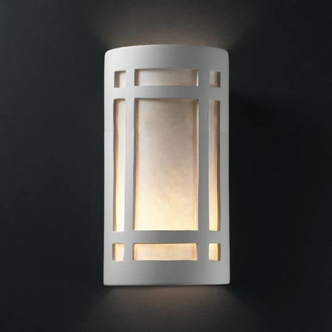 Justice Design Group Ambiance Collection 2-Light Wall Sconce - Bisque Finish | Modern Wall Lighting Fixture for Bedroom, Living Room & Hallway Decor