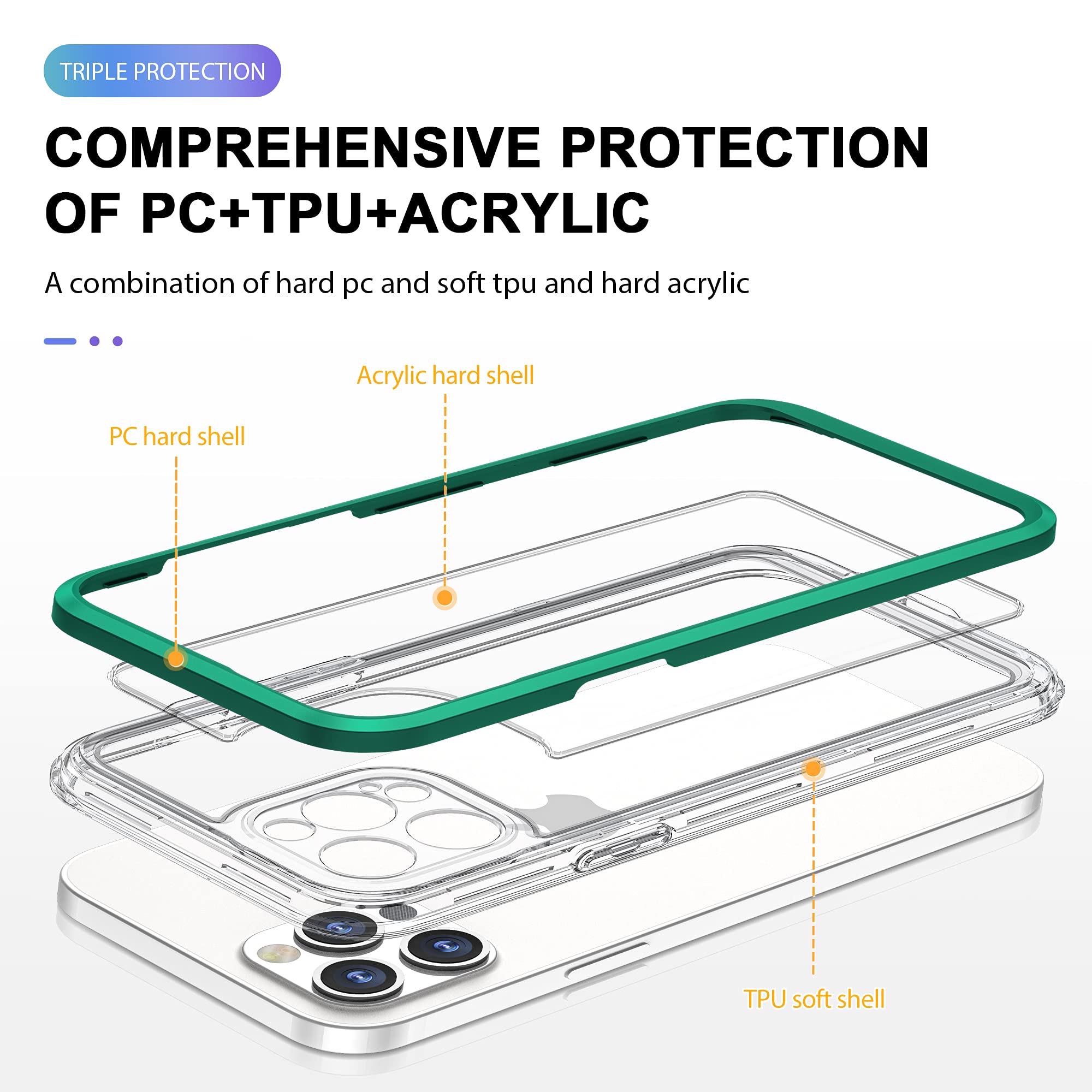 Shockproof Clear Green Mint iPhone 11 Pro Max Case - Heavy Duty Protective Hard Shell Bumper Cover for Women & Men | Perfect for Outdoor Activities, Work & Daily Use