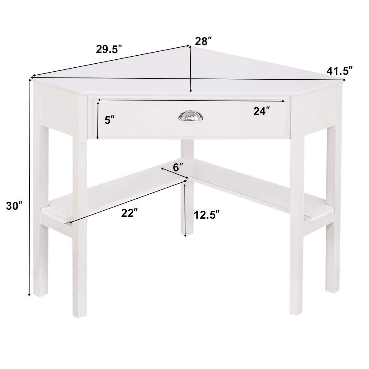 White Corner Computer Desk with Slide-Out Drawer & Storage Shelf - Compact L-Shaped Workstation for Home Office, Study, Gaming & Small Spaces - Perfect for Apartments, Dorm Rooms & Living Areas