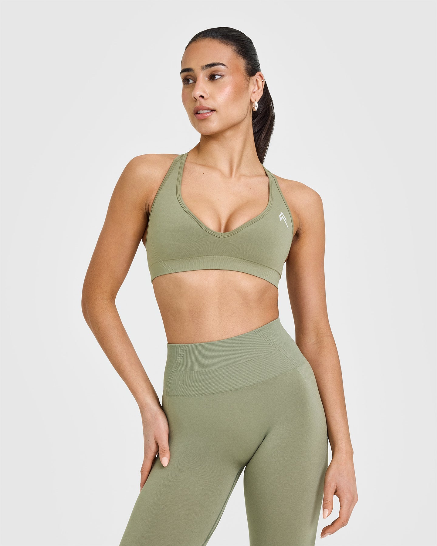 Effortless Seamless Racerback Sports Bra for Women - Deep Sage Green | High Support Workout Top for Yoga, Running & Gym | Moisture-Wicking & Breathable Activewear
