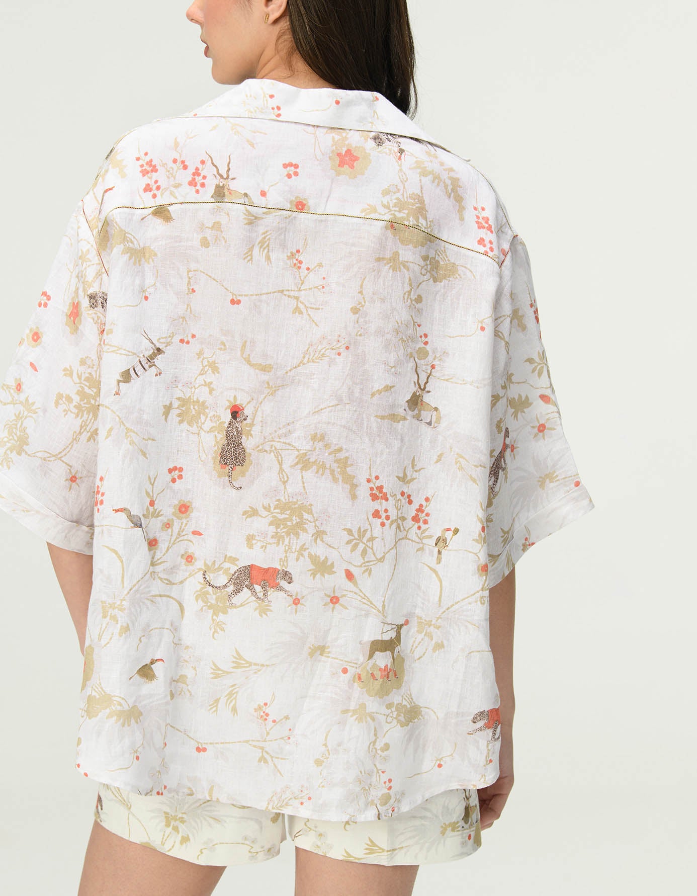 Oversized Linen Bush Shirt in Ivory - Comfortable & Stylish Casual Wear for Outdoor Adventures & Summer Vacations