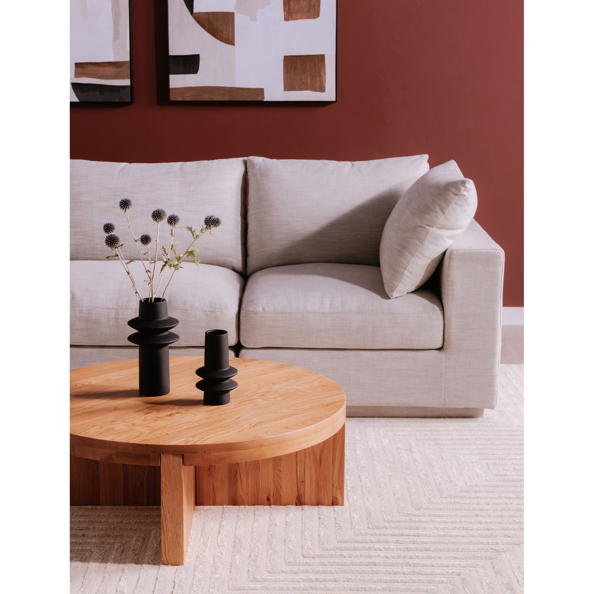 Round Coffee Table - Light Brown Wood Modern Living Room Furniture for Small Spaces | Perfect for Apartments, Condos & Cozy Homes