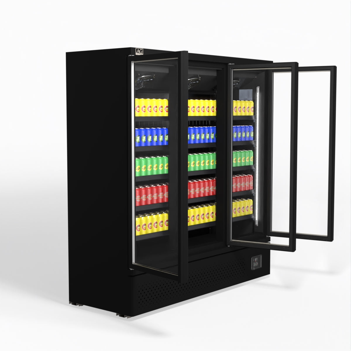 AG Supermarket 3 Glass Door Commercial Upright Display Refrigerator 1539L - Perfect for Grocery Stores, Restaurants & Convenience Shops