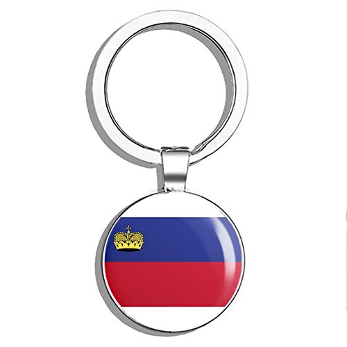 Liechtenstein Flag Double-Sided Stainless Steel Keychain - Durable Key Ring Holder with Carabiner Clip for Keys, Backpacks & Travel Accessories | Perfect Gift for Travelers & Flag Enthusiasts