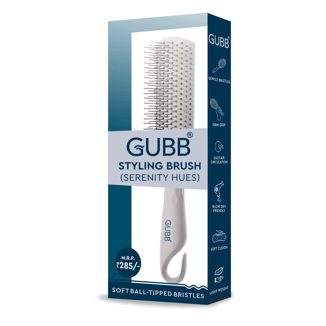 GUBB Serenity Hues Hair Styling Brush for Blow Drying, Curling & Volumizing | Straightening & Detangling Brush with Heat Protection | Reduces Hair Breakage | Best Hair Brush for Women & Men | Perfect for Salon, Home Use & Travel Styling