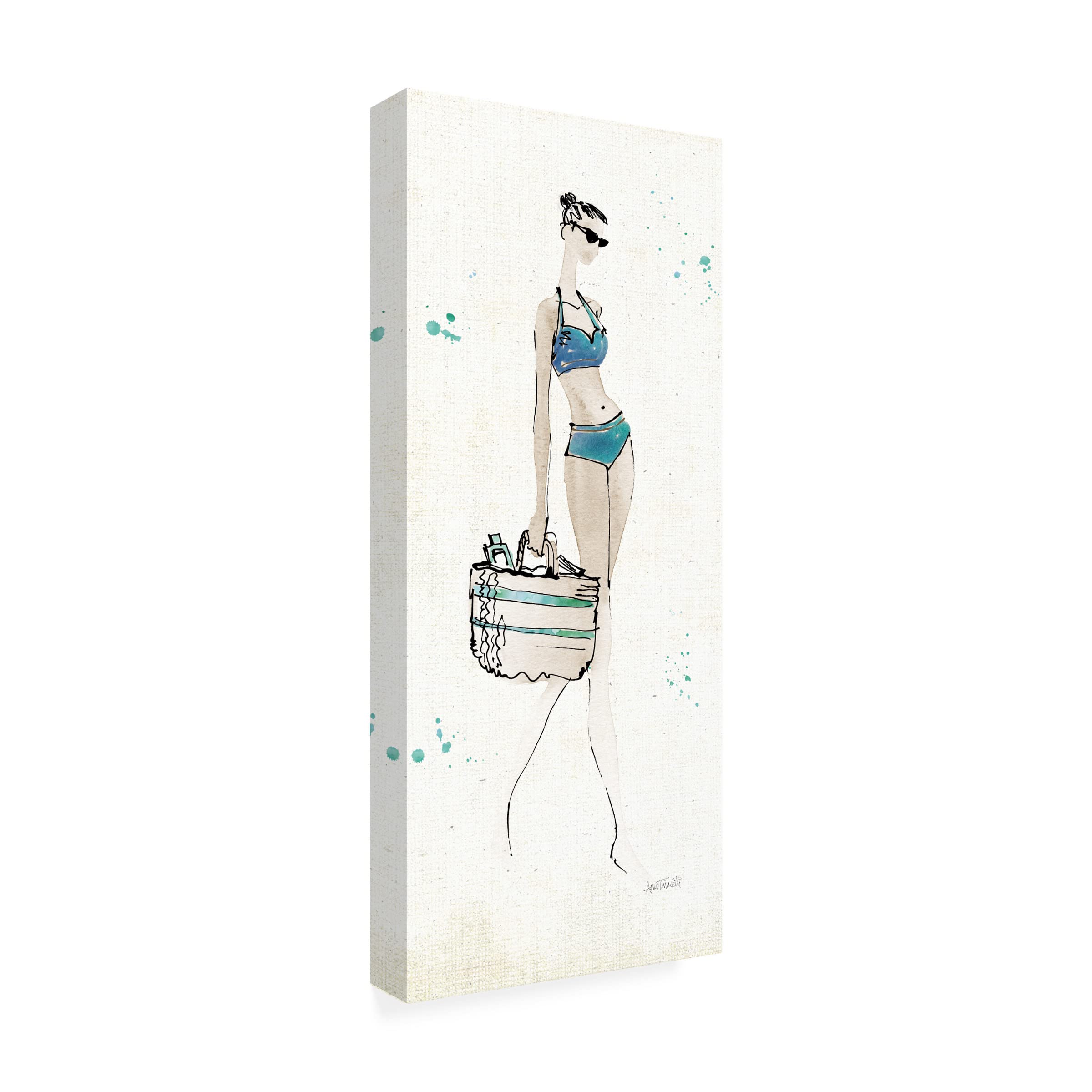 Beach Divas VI Canvas Wall Art Print by Anne Tavoletti - Coastal Beach Decor for Living Room, Bedroom & Office - Modern Seascape Painting for Home & Office Decor