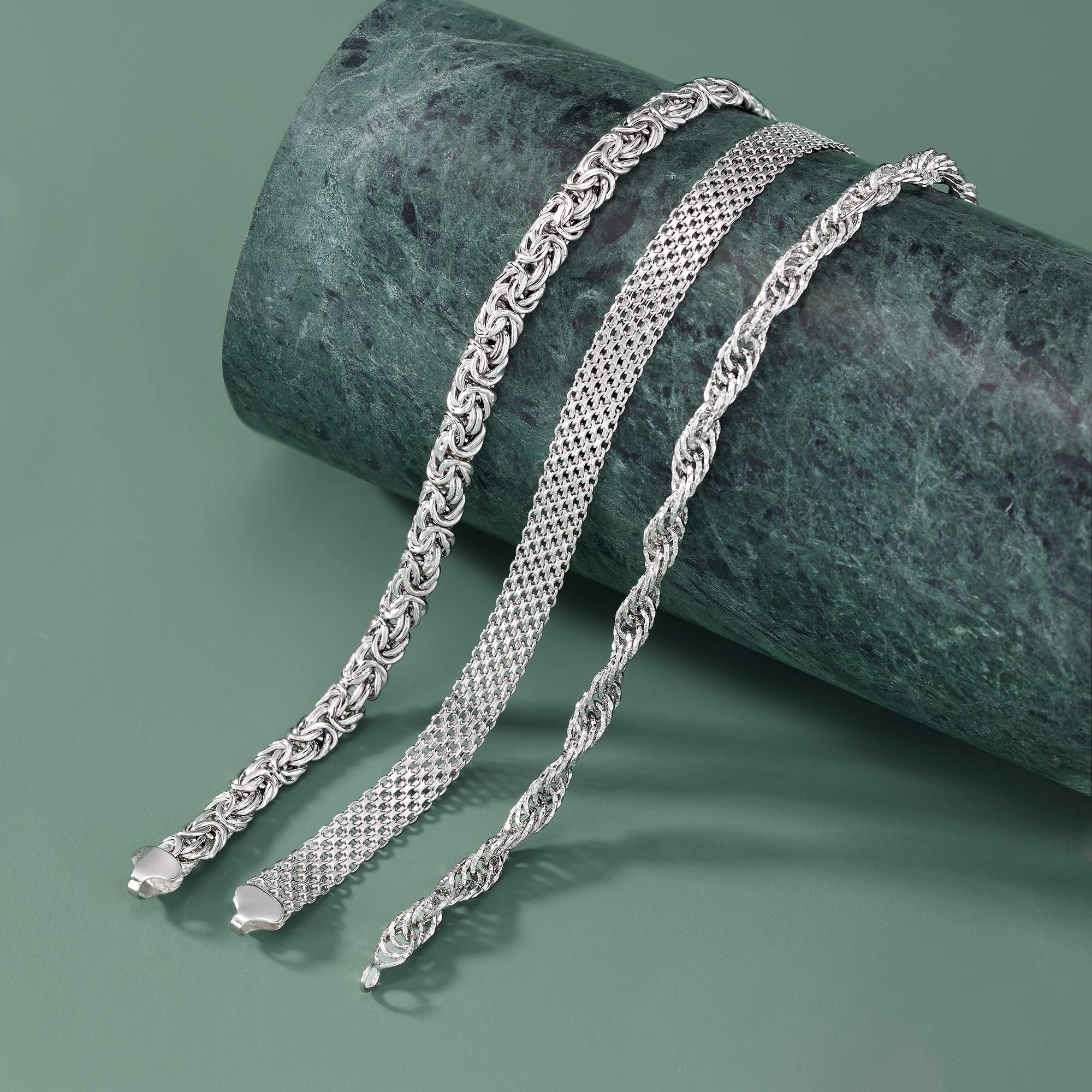 Ross-Simons Sterling Silver 3-Link Bracelet Set for Women | Elegant Stackable Jewelry for Everyday Wear, Gifts & Special Occasions