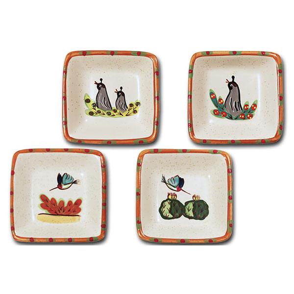 Ceramic Dipping Dish Bowl Set of 4 - Southwestern Desert Style Tan Appetizer Bowls for Guacamole, Salsa & Dips | Perfect for Parties, Entertaining & Mexican Cuisine