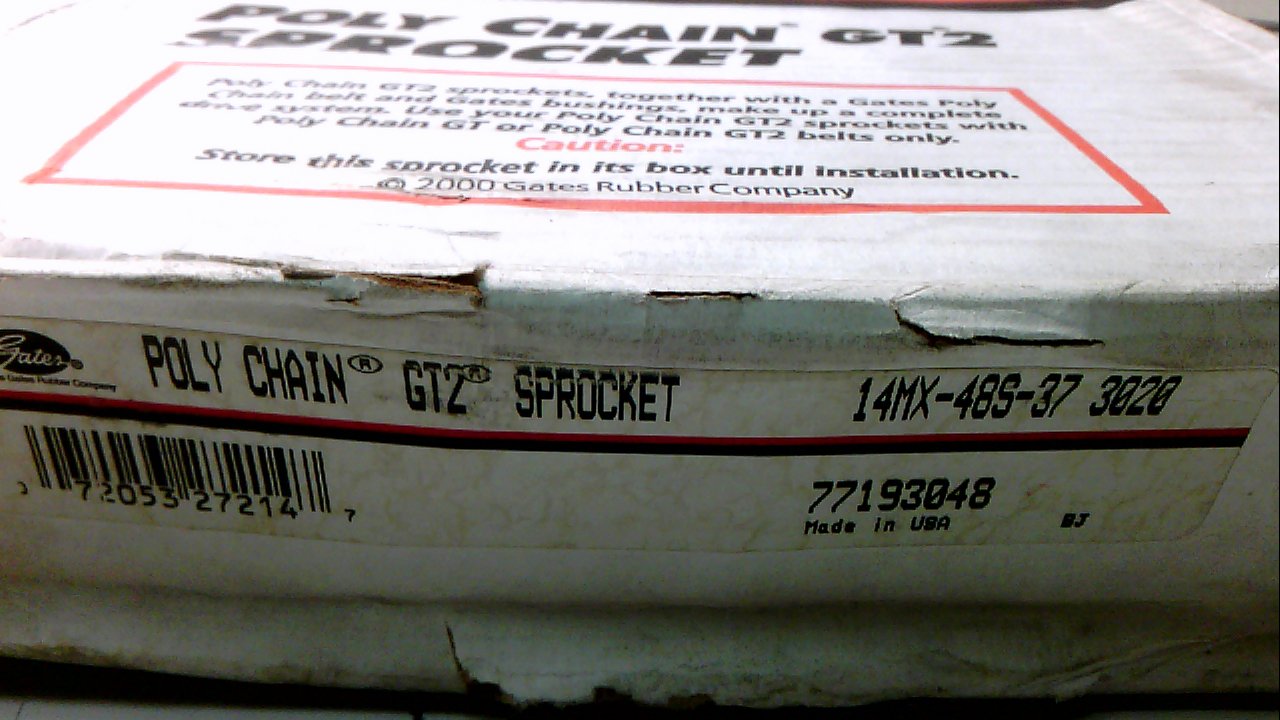 GATES 14MX-48S-37 GT2 Timing Belt Sprocket - 14mm Pitch, 37mm Width, 48 Teeth, Taper Lock Bushed - Perfect for CNC Machines, 3D Printers & Industrial Automation Equipment