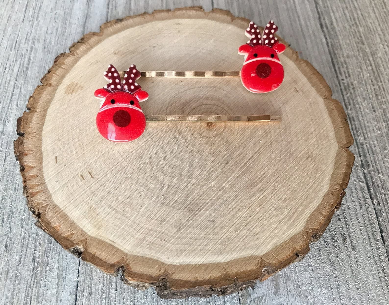 Festive Reindeer Hair Clips for Women - Christmas Hair Accessories Set with Decorative Barrette and Bobby Pins - Perfect for Holiday Parties, Gift Exchanges & Seasonal Photo Shoots